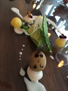 Pea and quails egg