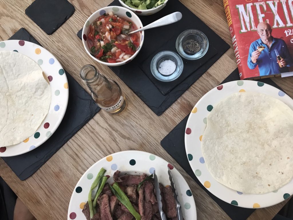 Beef tortilla and accompaniments