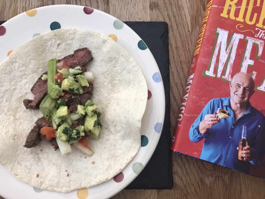 beef tortilla and book