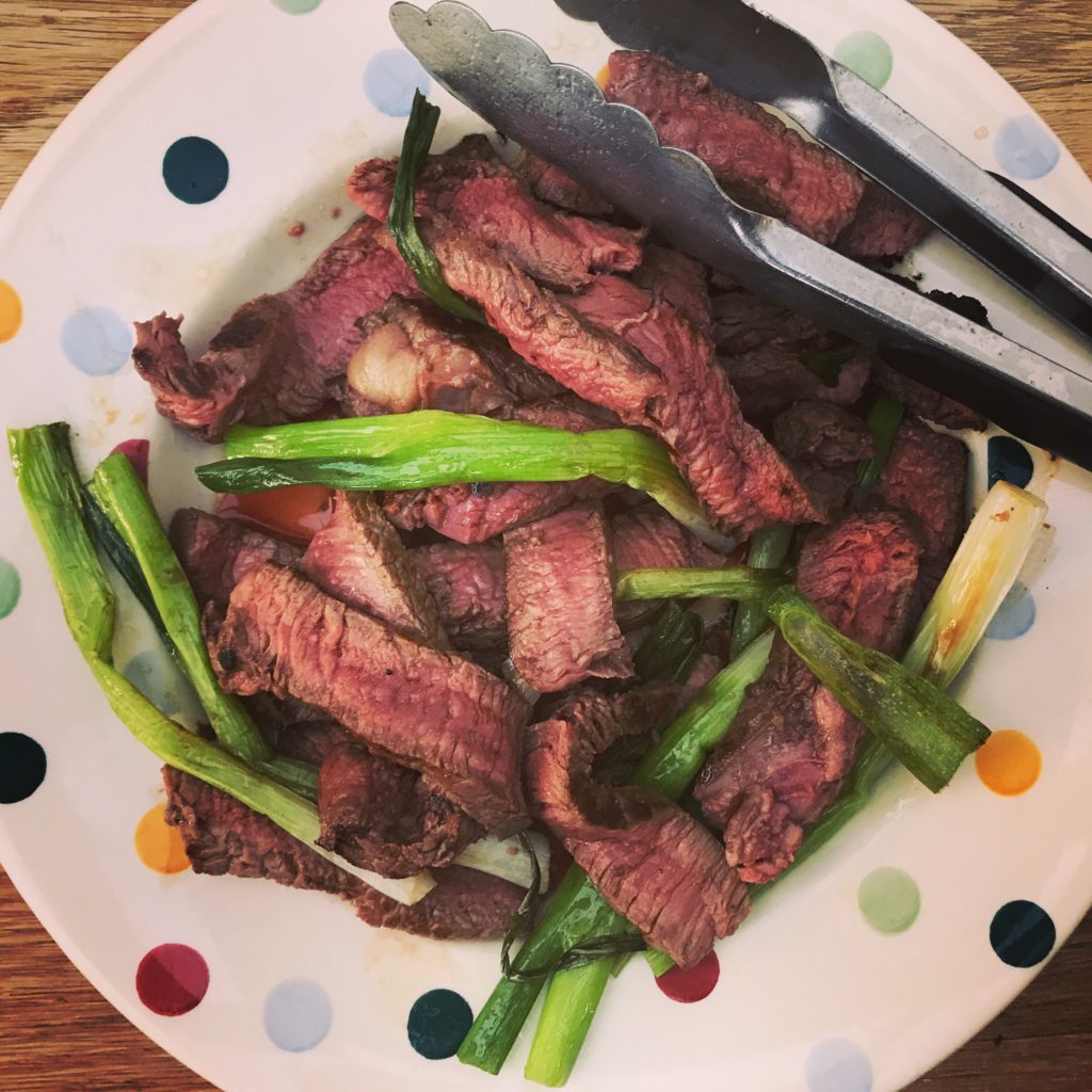 beef and spring onions