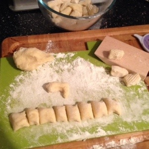 Cutting and shaping the gnocchi