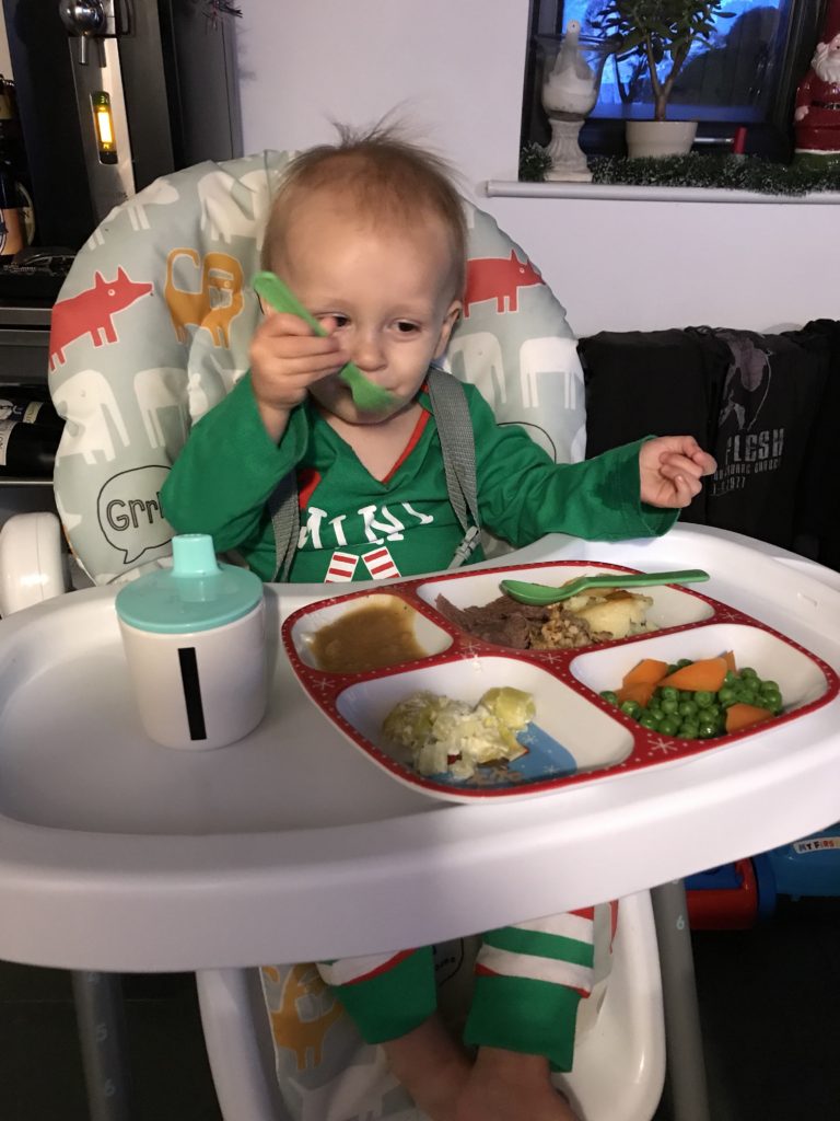 Ioan eating his 2017 Christmas dinner