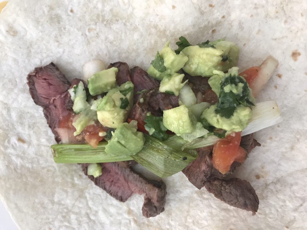 beef tortilla with all the toppings