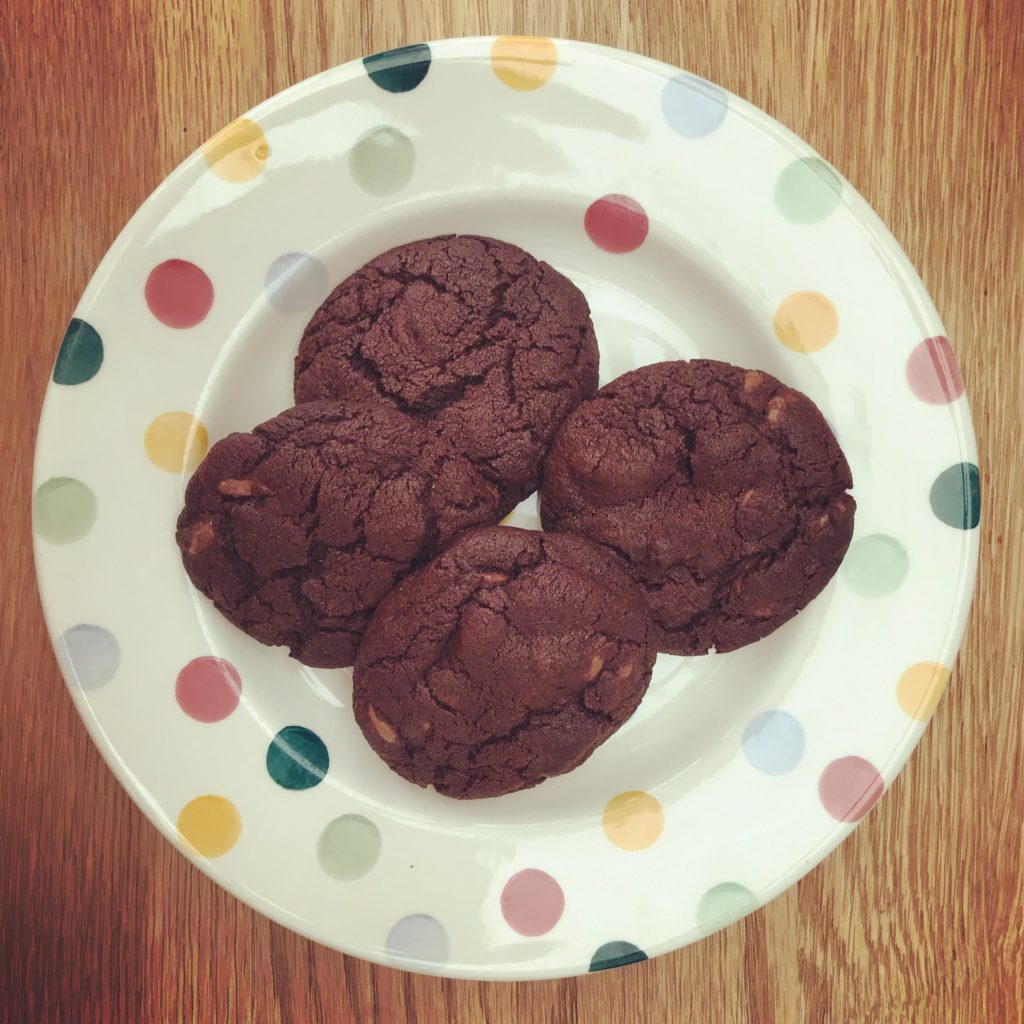 Plate of double chocolate cookies
