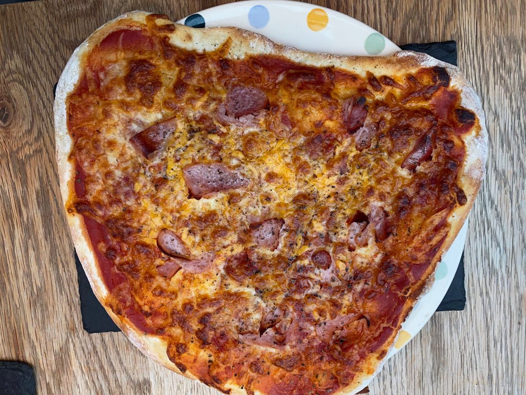 Homemade pizza on a plate