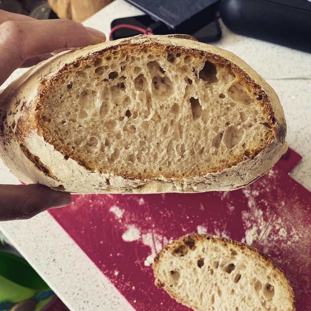 Inside sourdough loaf