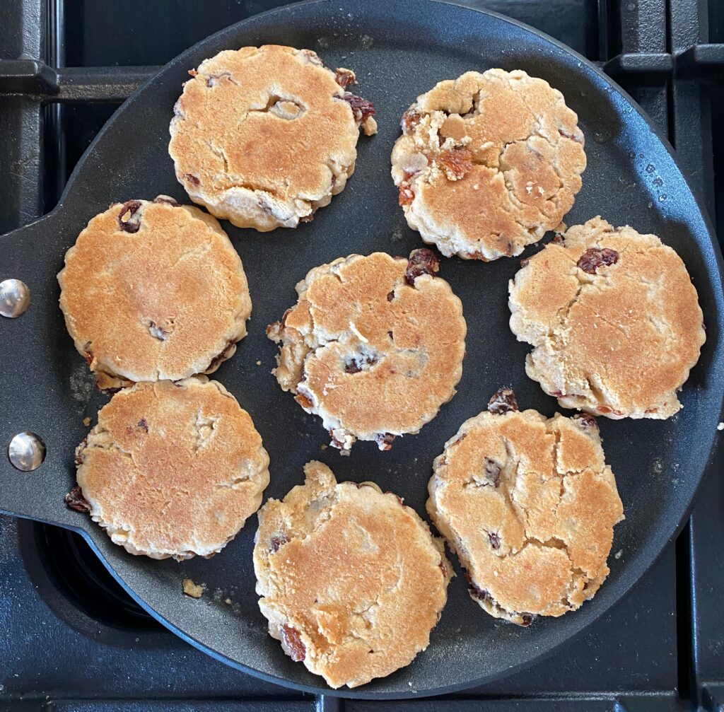 Traditional welsh cakes baked on the griddle