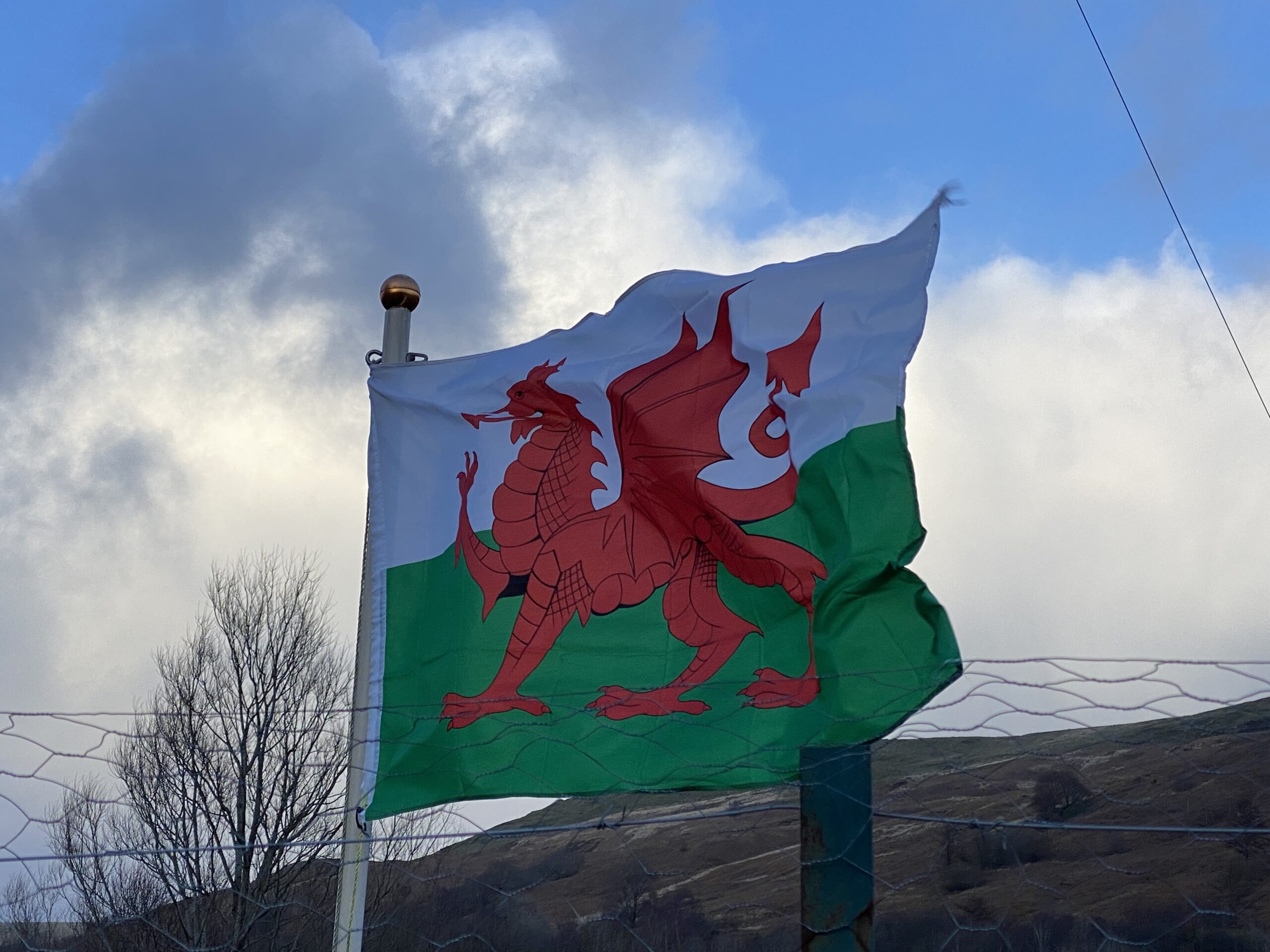 Welsh flag over Treorchy