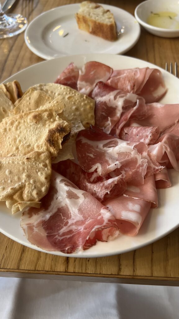 Salami with crackers