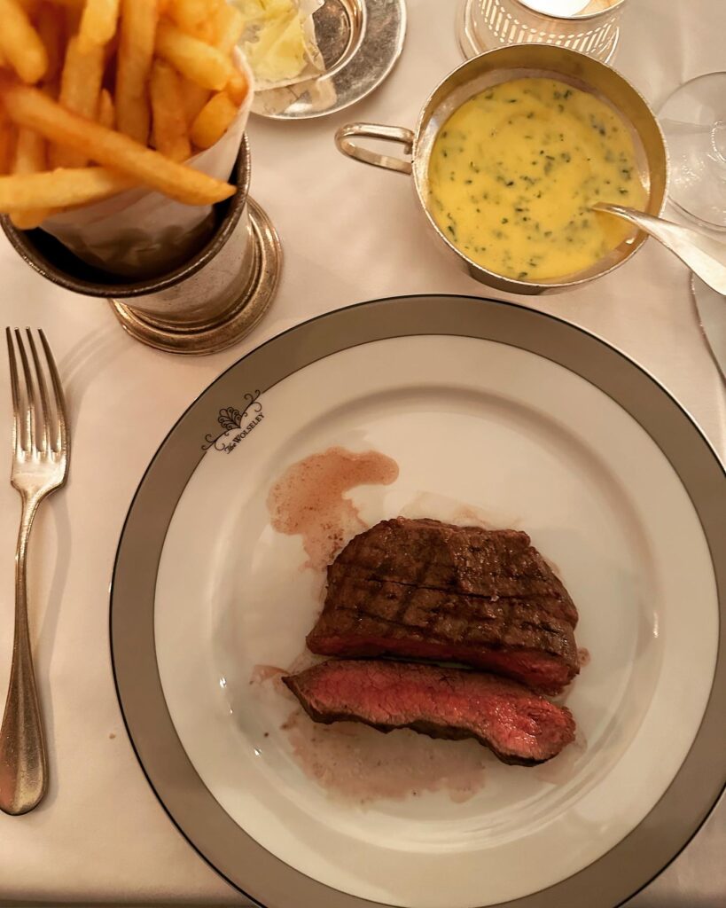 Steak and chips from the Wolseley